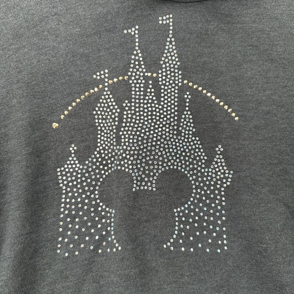 Disney Parks Hoodie XL Jeweled Castle Mickey Gems Bling‎ Blingy Womens Gray - Picture 4 of 9
